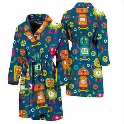 Robot Pattern Print Design A04 Men Bathrobe-JORJUNE.COM