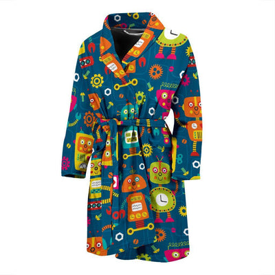 Robot Pattern Print Design A04 Men Bathrobe-JORJUNE.COM