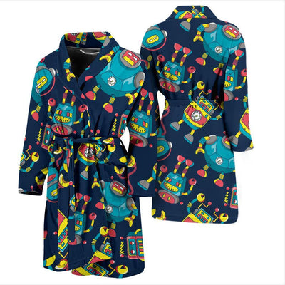 Robot Pattern Print Design A05 Men Bathrobe-JORJUNE.COM