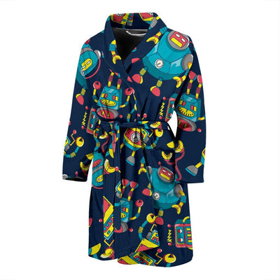 Robot Pattern Print Design A05 Men Bathrobe-JORJUNE.COM