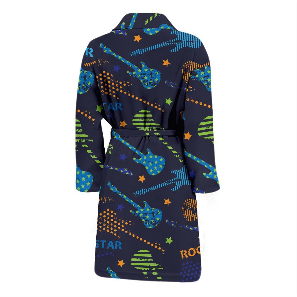 Rock and Roll Pattern Print Design A04 Men Bathrobe-JORJUNE.COM