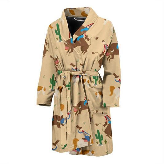 Rodeo Pattern Print Design A02 Men Bathrobe-JORJUNE.COM