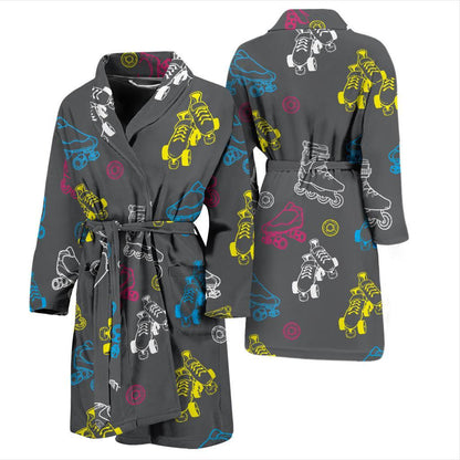 Roller skate Pattern Print Design A02 Men Bathrobe-JORJUNE.COM