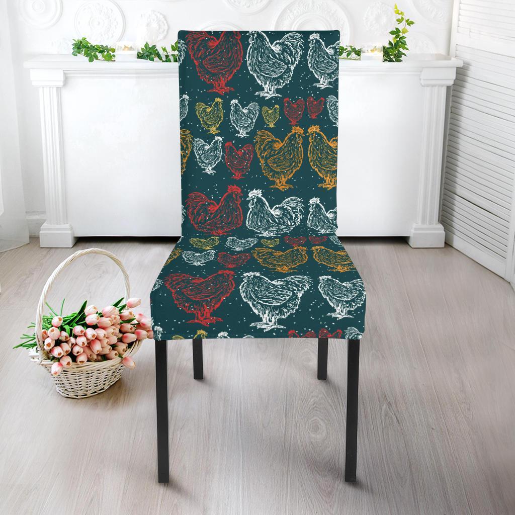 Rooster Hand Draw Design Dining Chair Slipcover-JTAMIGO.COM