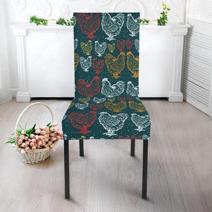 Rooster Hand Draw Design Dining Chair Slipcover-JTAMIGO.COM