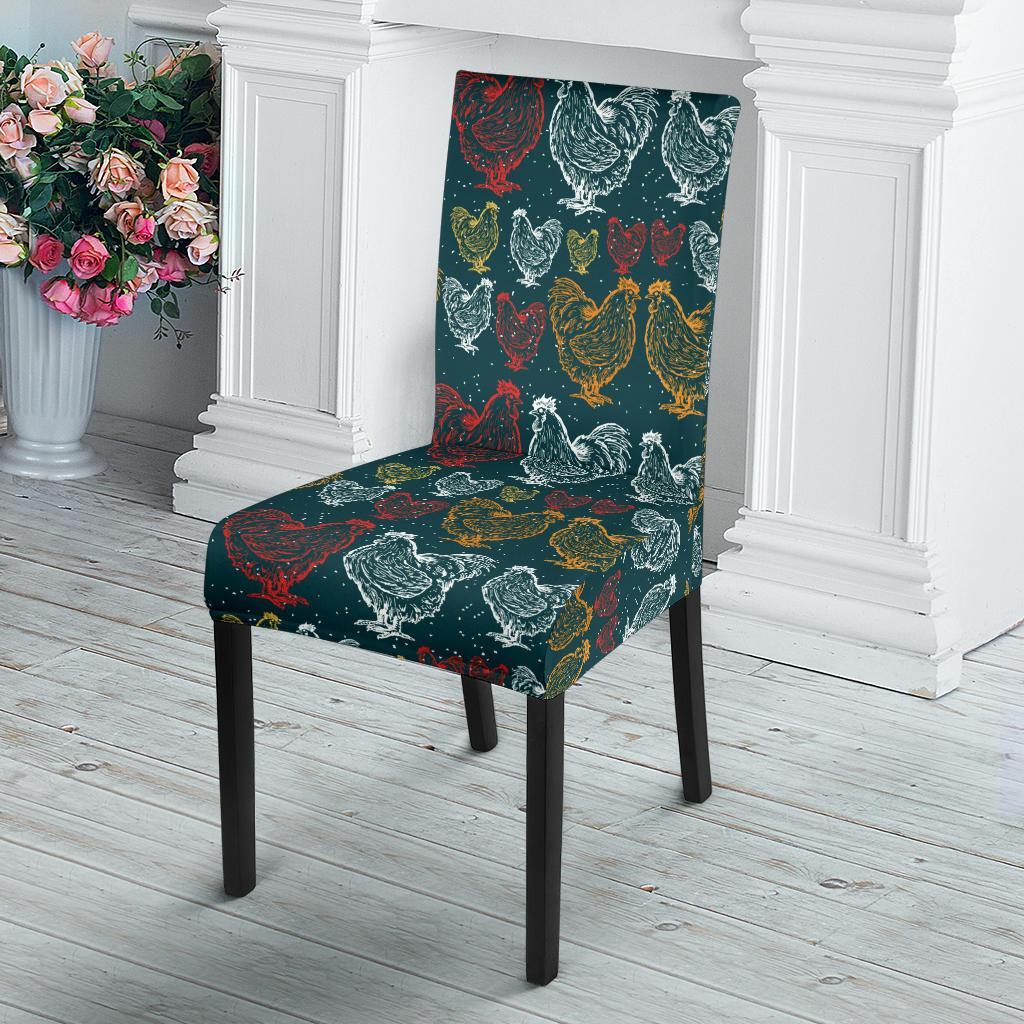 Rooster Hand Draw Design Dining Chair Slipcover-JTAMIGO.COM