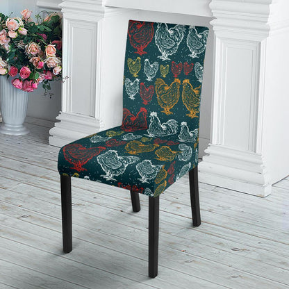 Rooster Hand Draw Design Dining Chair Slipcover-JTAMIGO.COM
