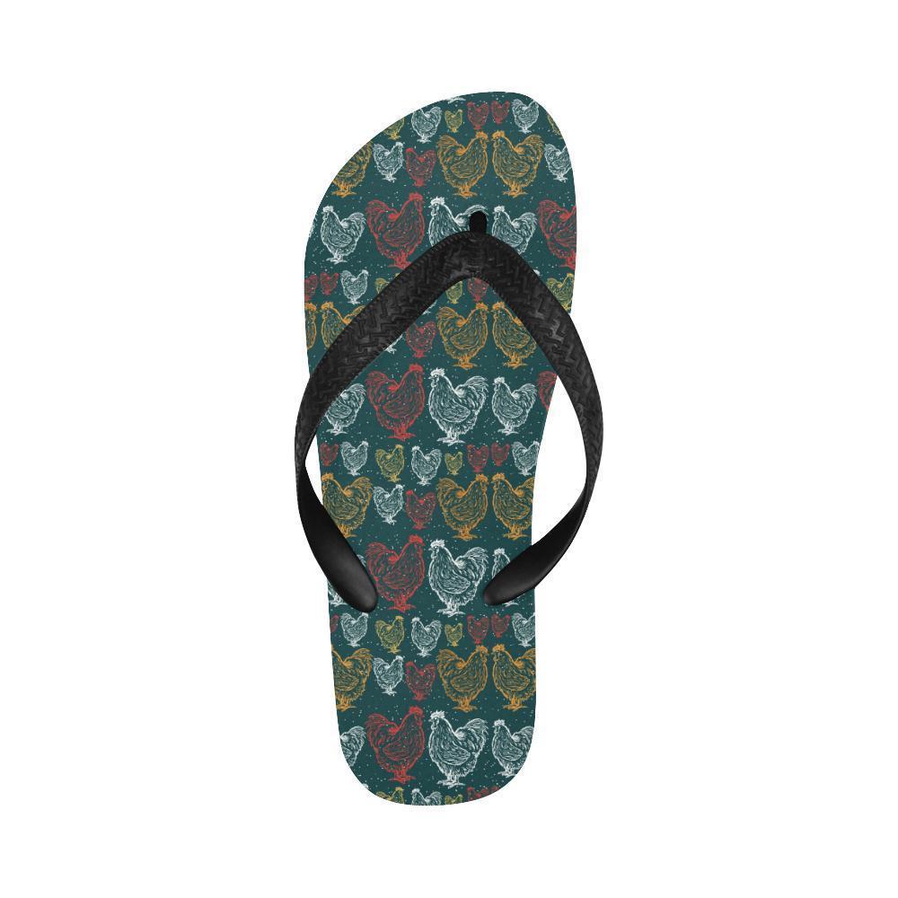 Rooster Hand Draw Design Flip Flops-JTAMIGO.COM
