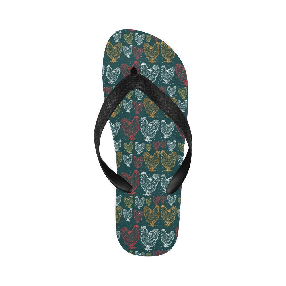 Rooster Hand Draw Design Flip Flops-JTAMIGO.COM