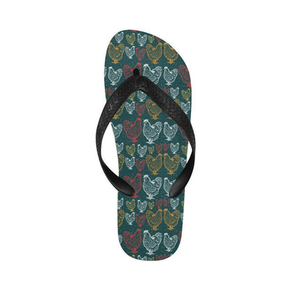Rooster Hand Draw Design Flip Flops-JTAMIGO.COM
