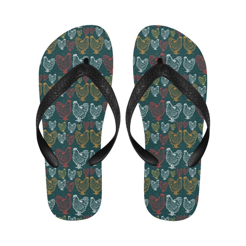 Rooster Hand Draw Design Flip Flops-JTAMIGO.COM