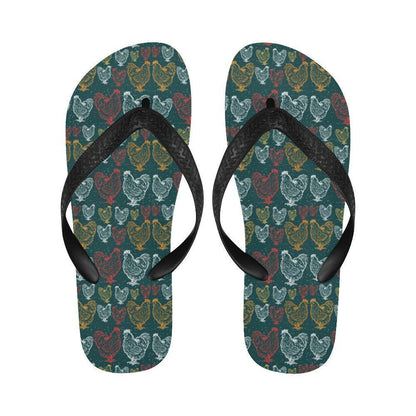 Rooster Hand Draw Design Flip Flops-JTAMIGO.COM