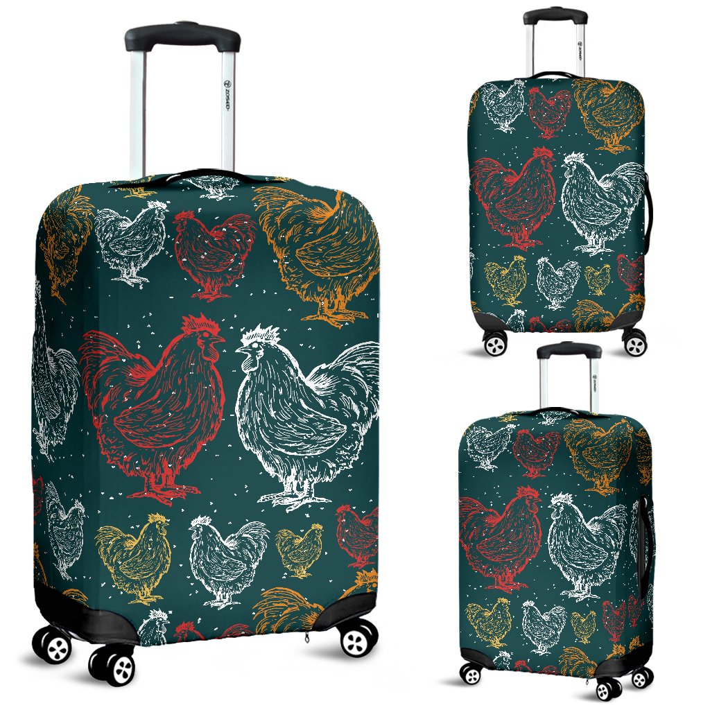 Rooster Hand Draw Design Luggage Cover Protector