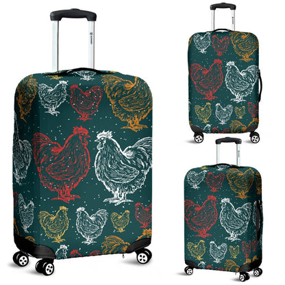Rooster Hand Draw Design Luggage Cover Protector