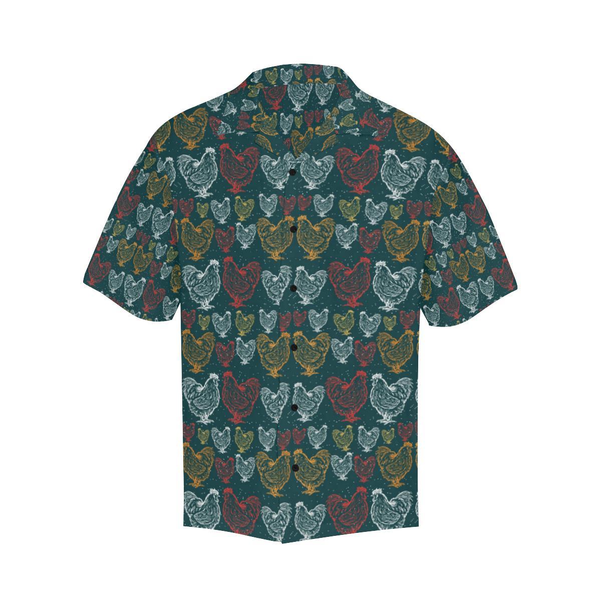 Rooster Hand Draw Design Men Aloha Hawaiian Shirt