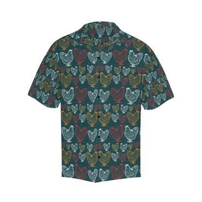 Rooster Hand Draw Design Men Aloha Hawaiian Shirt
