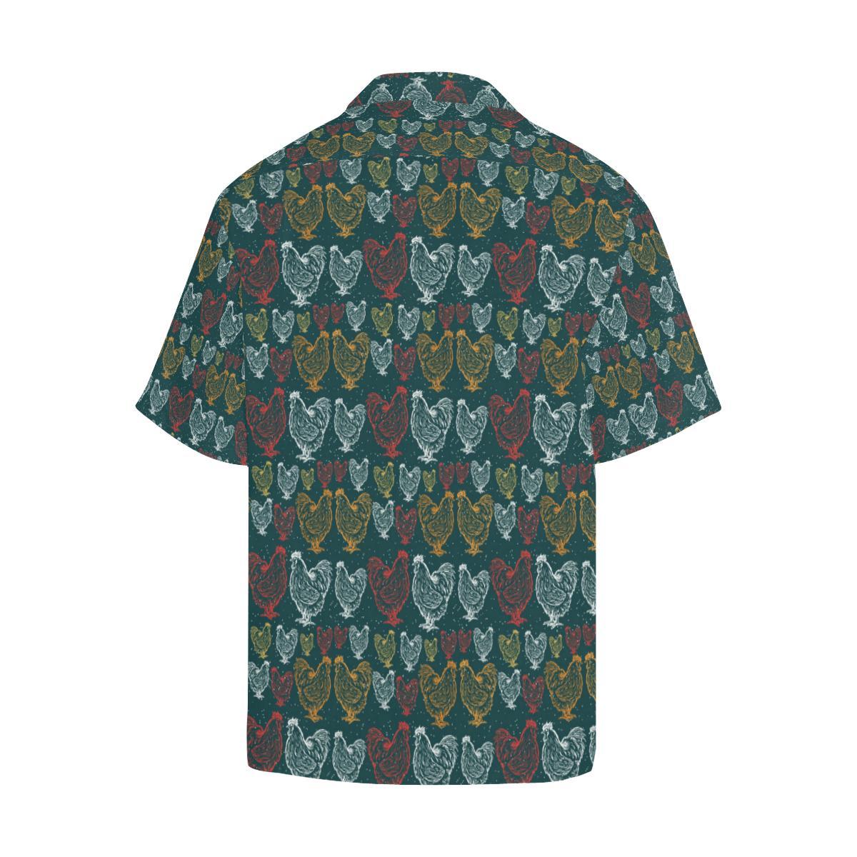 Rooster Hand Draw Design Men Aloha Hawaiian Shirt