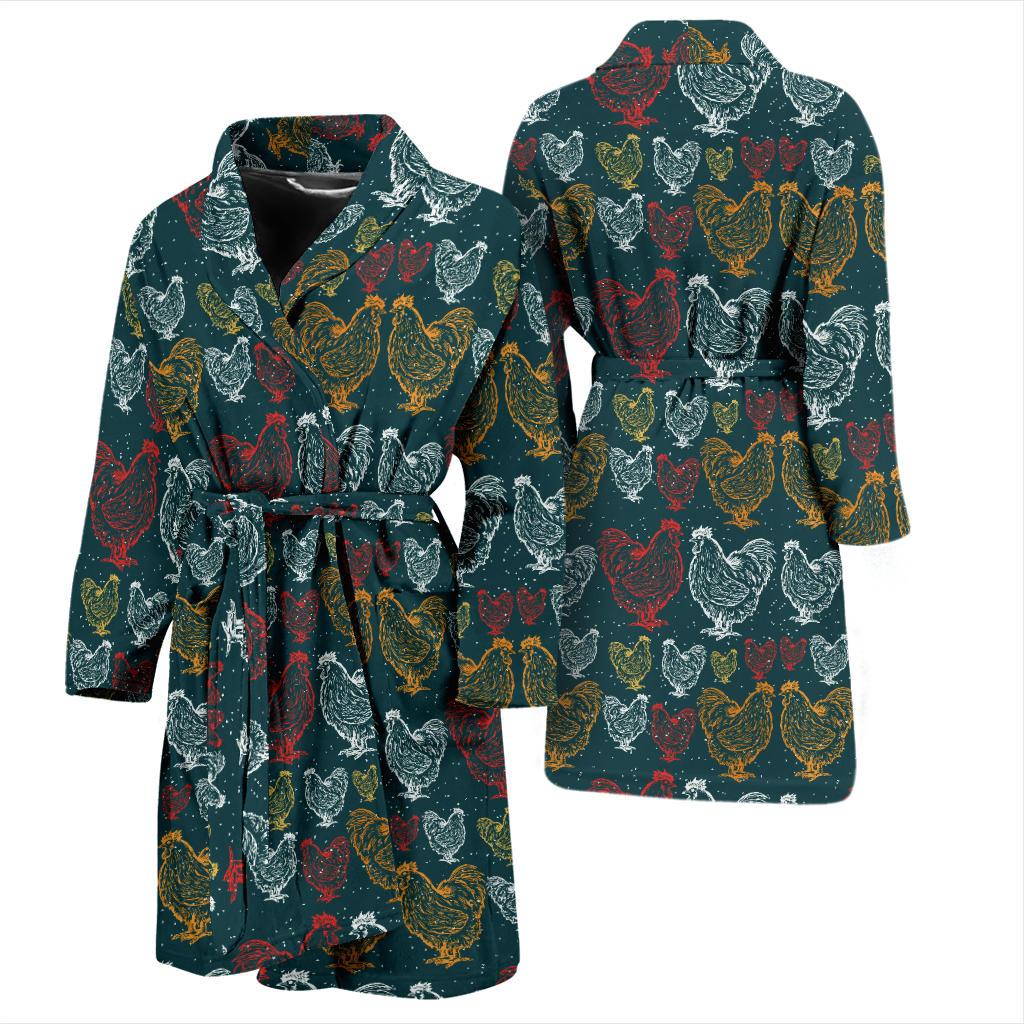 Rooster Hand Draw Design Men Bath Robe-JTAMIGO.COM
