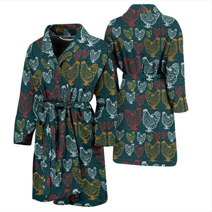 Rooster Hand Draw Design Men Bath Robe-JTAMIGO.COM