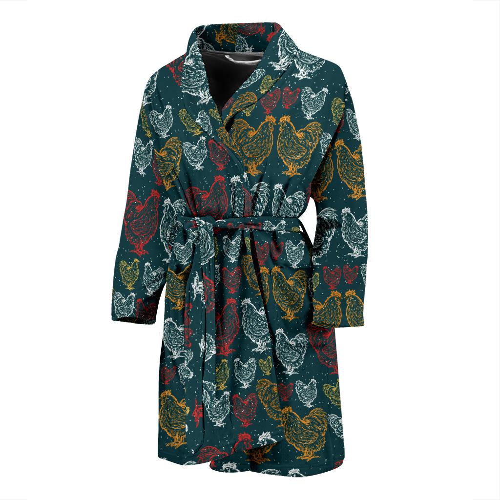Rooster Hand Draw Design Men Bath Robe-JTAMIGO.COM