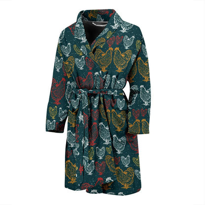 Rooster Hand Draw Design Men Bath Robe-JTAMIGO.COM