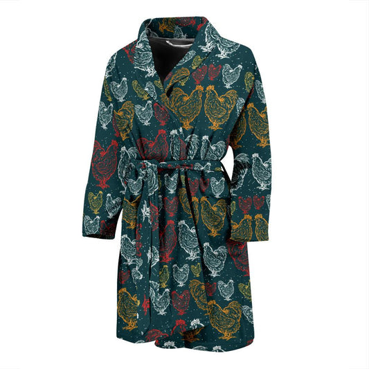 Rooster Hand Draw Design Men Bath Robe-JTAMIGO.COM