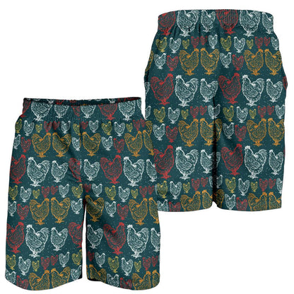 Rooster Hand Draw Design Mens Shorts-JTAMIGO.COM