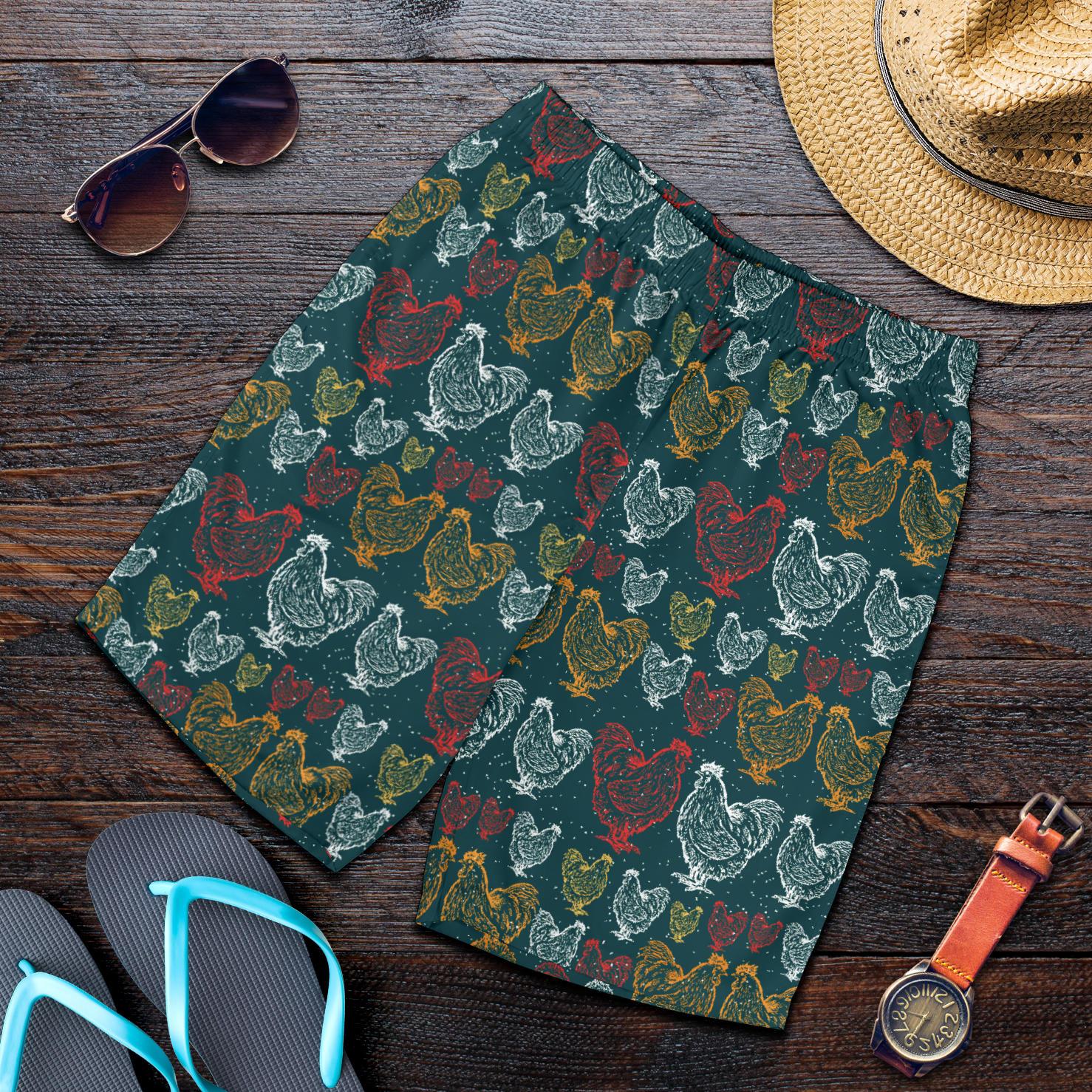 Rooster Hand Draw Design Mens Shorts-JTAMIGO.COM
