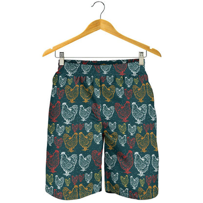 Rooster Hand Draw Design Mens Shorts-JTAMIGO.COM