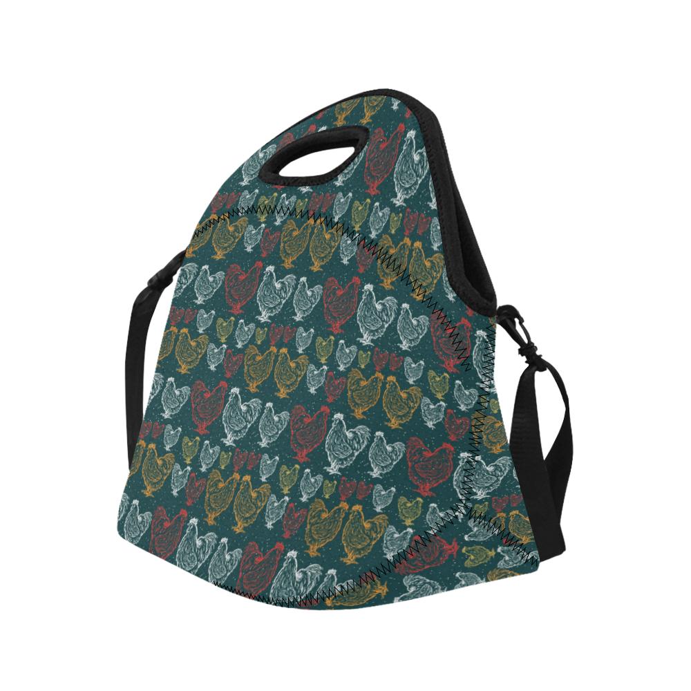 Rooster Hand Draw Design Neoprene Lunch Bag (Model 1669)(Large)-JTAMIGO.COM