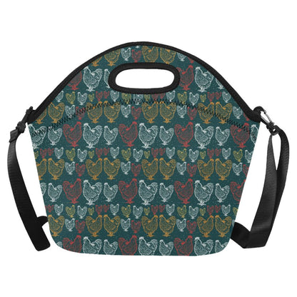 Rooster Hand Draw Design Neoprene Lunch Bag (Model 1669)(Large)-JTAMIGO.COM