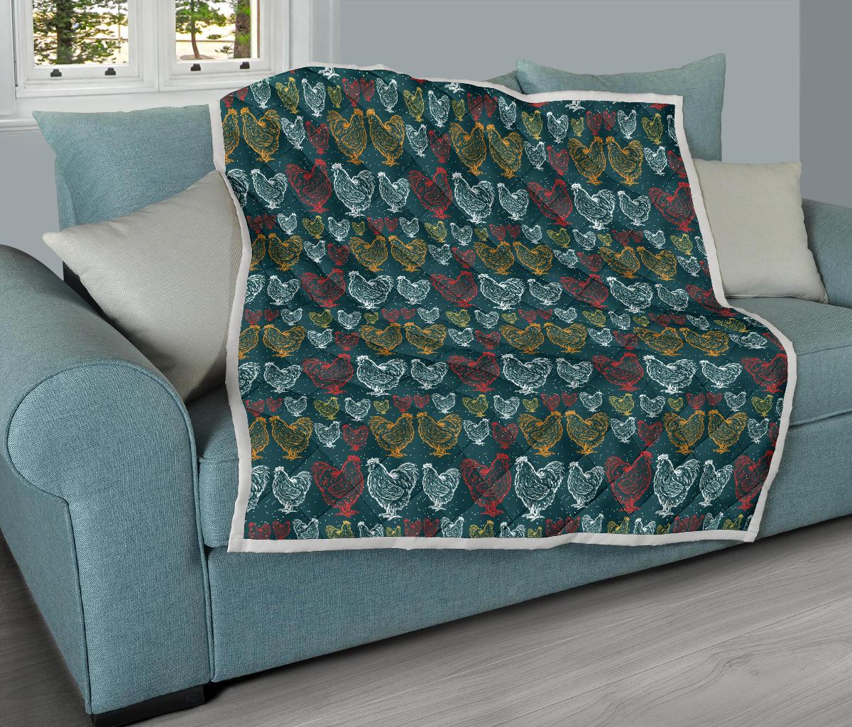 Rooster Hand Draw Design Premium Quilt-JTAMIGO.COM