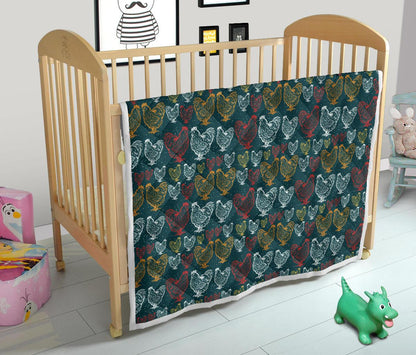 Rooster Hand Draw Design Premium Quilt-JTAMIGO.COM