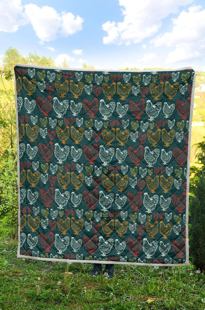 Rooster Hand Draw Design Premium Quilt-JTAMIGO.COM