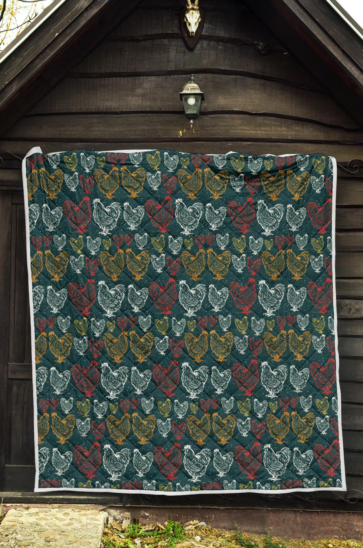 Rooster Hand Draw Design Premium Quilt-JTAMIGO.COM