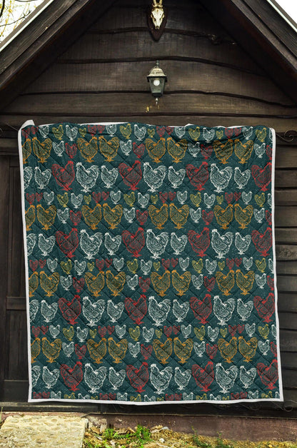 Rooster Hand Draw Design Premium Quilt-JTAMIGO.COM