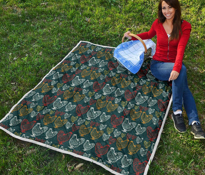 Rooster Hand Draw Design Premium Quilt-JTAMIGO.COM