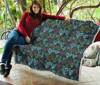 Rooster Hand Draw Design Premium Quilt-JTAMIGO.COM