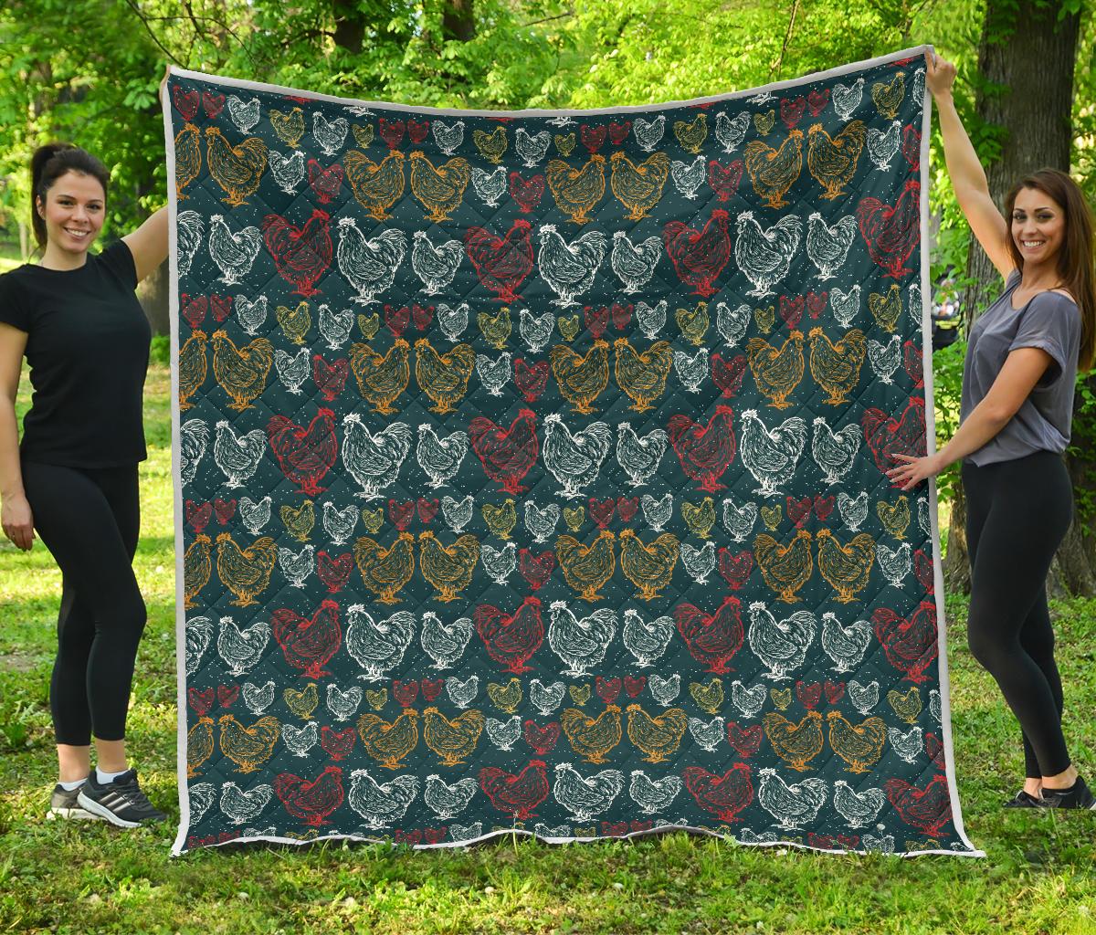 Rooster Hand Draw Design Premium Quilt-JTAMIGO.COM