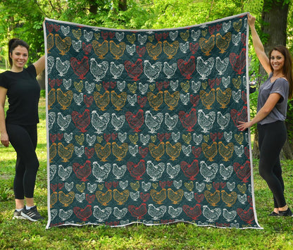 Rooster Hand Draw Design Premium Quilt-JTAMIGO.COM