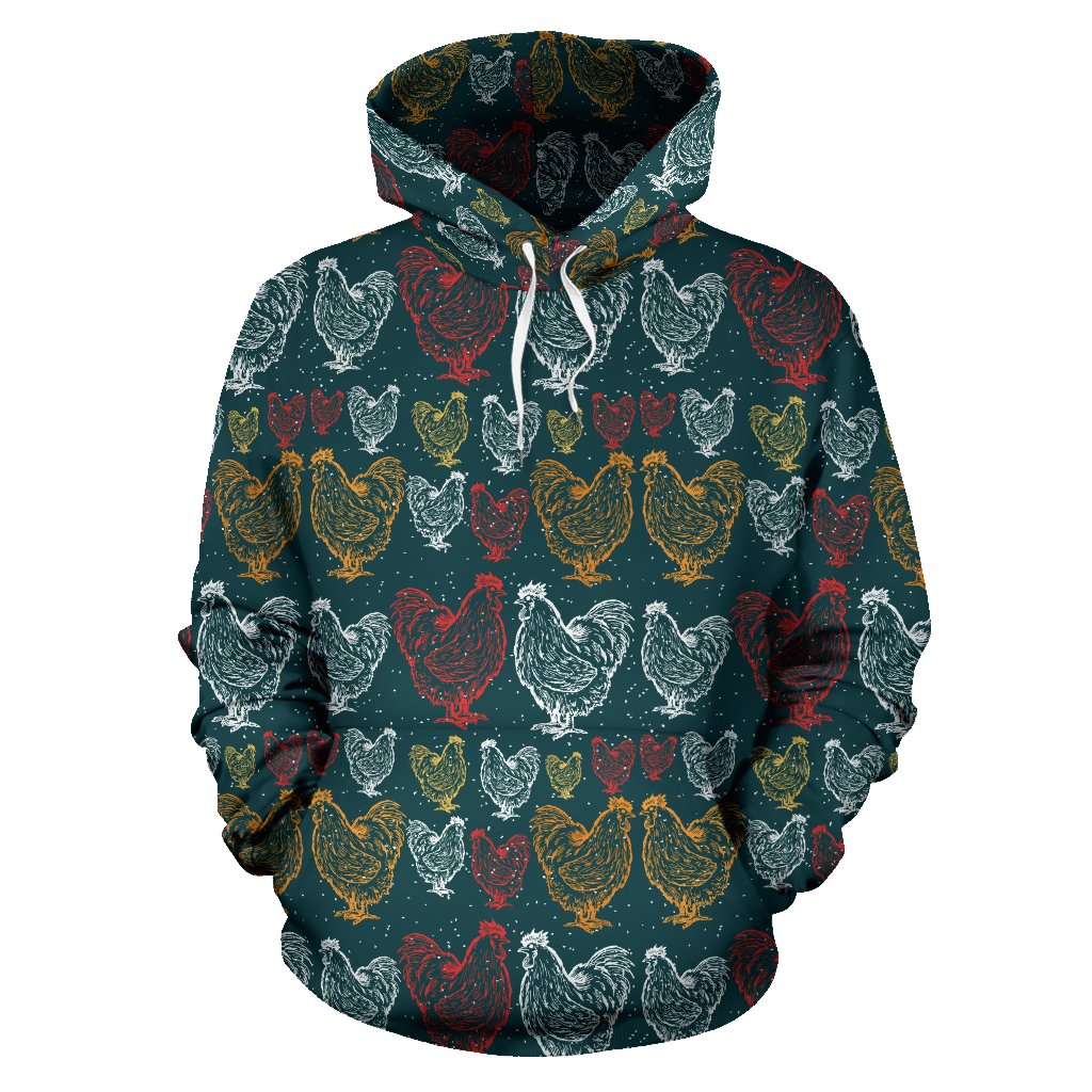 Rooster Hand Draw Design Pullover Hoodie