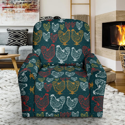 Rooster Hand Draw Design Single Sofa Slipcover -JTAMIGO.COM
