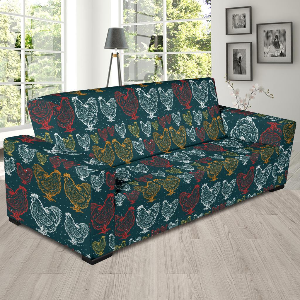 Rooster Hand Draw Design Sofa Slipcover-JTAMIGO.COM