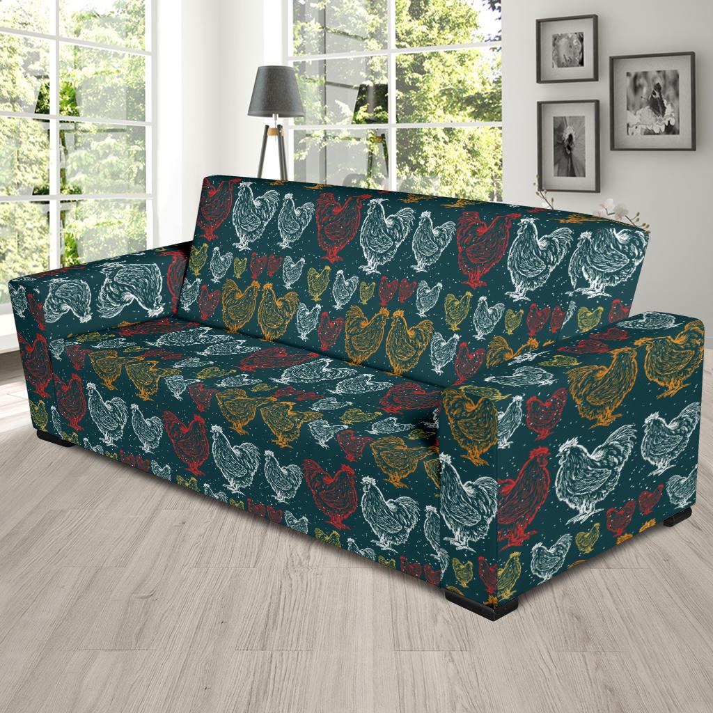 Rooster Hand Draw Design Sofa Slipcover-JTAMIGO.COM