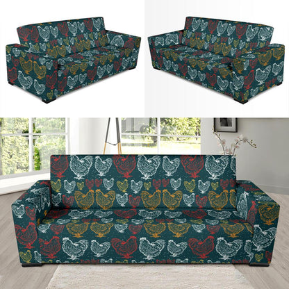Rooster Hand Draw Design Sofa Slipcover-JTAMIGO.COM