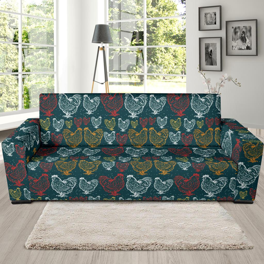 Rooster Hand Draw Design Sofa Slipcover-JTAMIGO.COM