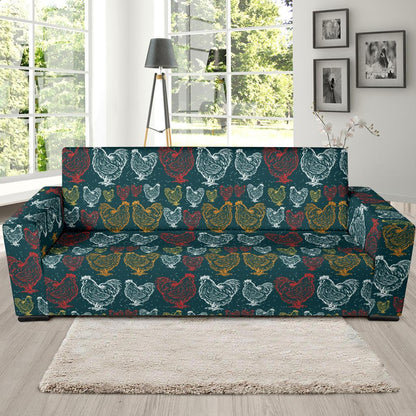 Rooster Hand Draw Design Sofa Slipcover-JTAMIGO.COM