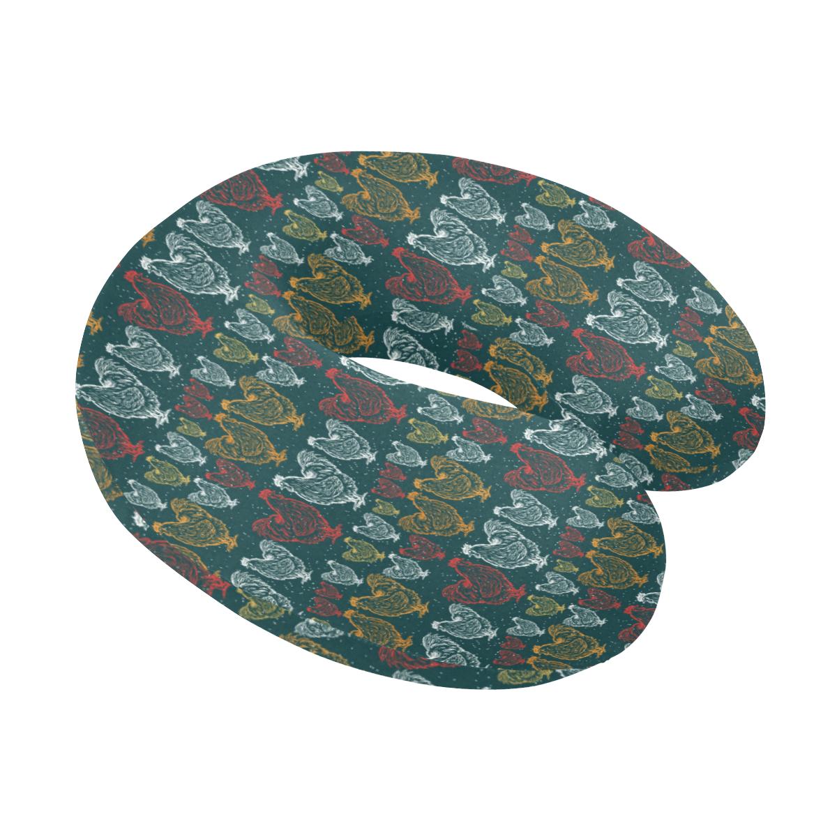 Rooster Hand Draw Design U-Shaped Travel Neck Pillow-JTAMIGO.COM