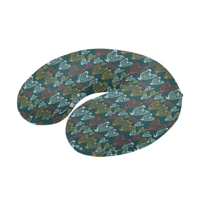 Rooster Hand Draw Design U-Shaped Travel Neck Pillow-JTAMIGO.COM