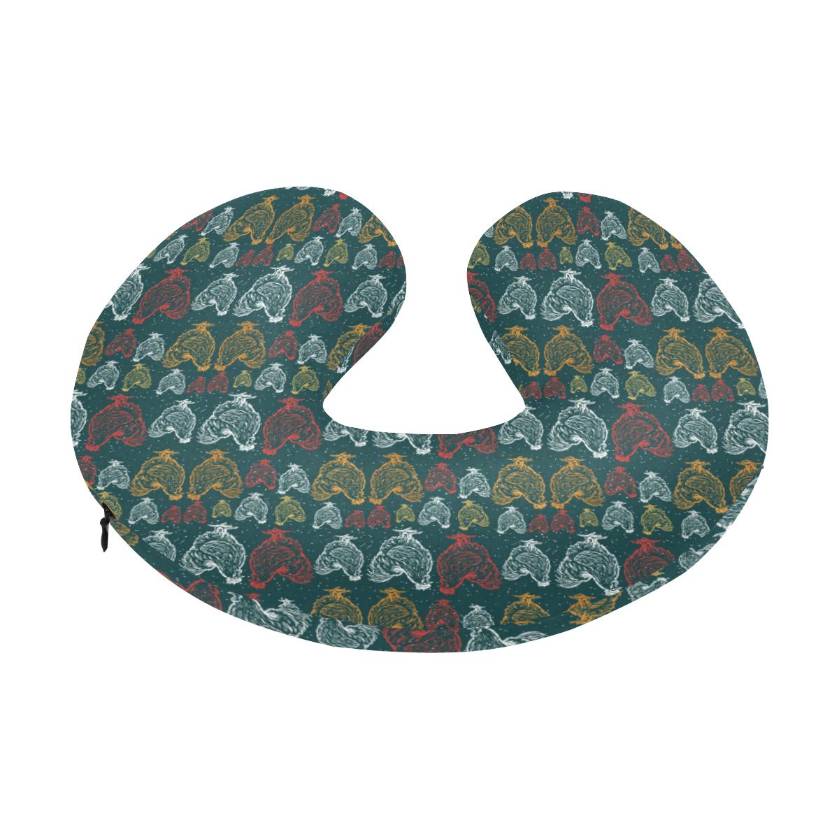 Rooster Hand Draw Design U-Shaped Travel Neck Pillow-JTAMIGO.COM
